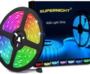 SUPERNIGHT LED Strip Lights, 16.4FT 5M SMD 5050 Waterproof 300LEDs RGB Color Changing Flexible LED Light Strip